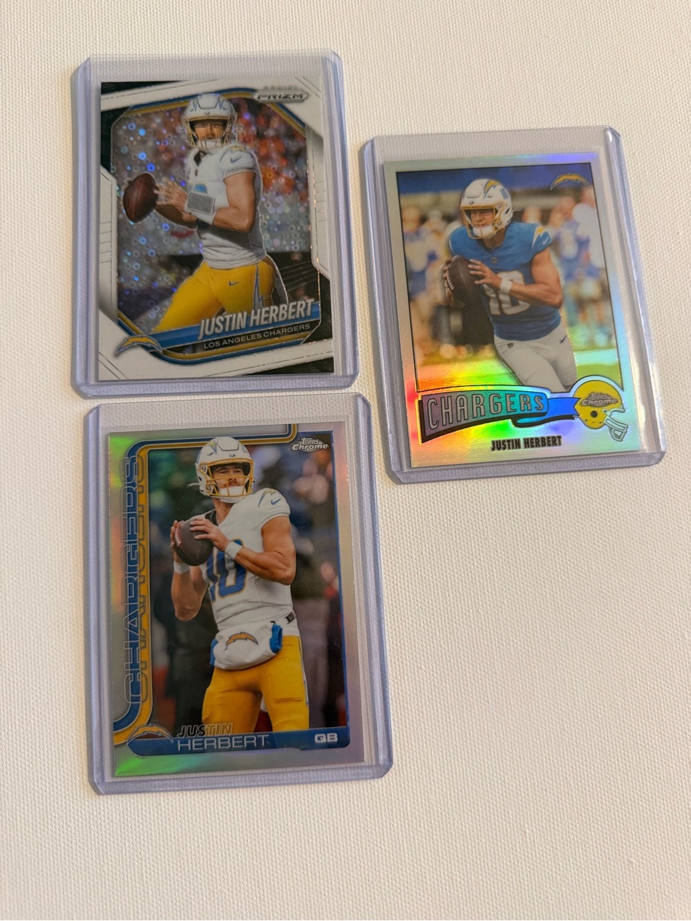 Topps Los Angeles Chargers Justin Herbert Football Cards - Blue, Yellow, White